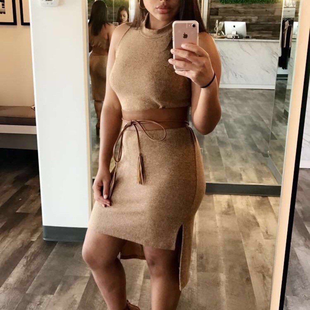 Brown Asymmetrical Dress